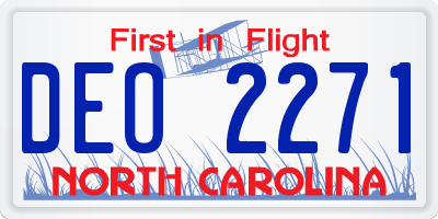 NC license plate DEO2271