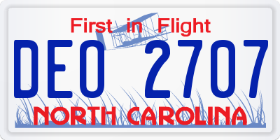 NC license plate DEO2707