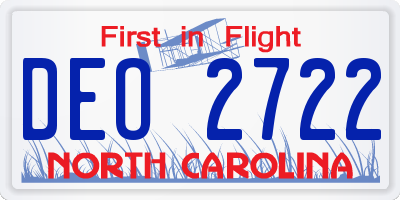 NC license plate DEO2722