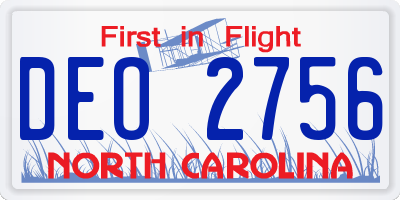 NC license plate DEO2756
