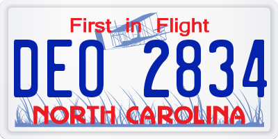 NC license plate DEO2834