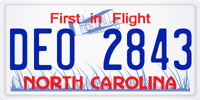 NC license plate DEO2843