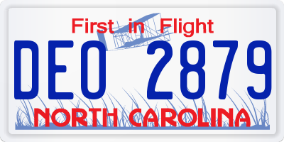 NC license plate DEO2879