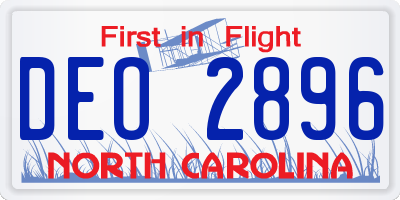 NC license plate DEO2896