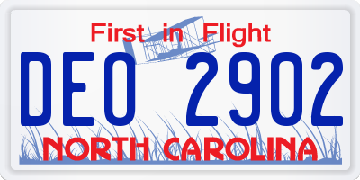 NC license plate DEO2902