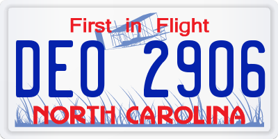 NC license plate DEO2906