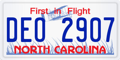 NC license plate DEO2907