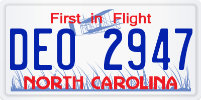 NC license plate DEO2947