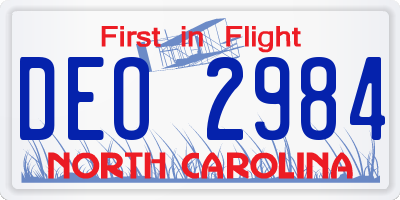 NC license plate DEO2984