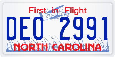 NC license plate DEO2991