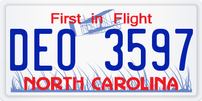 NC license plate DEO3597