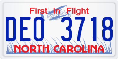 NC license plate DEO3718