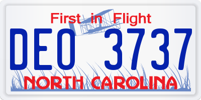 NC license plate DEO3737