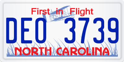 NC license plate DEO3739