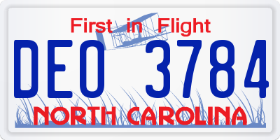 NC license plate DEO3784