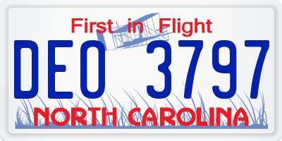 NC license plate DEO3797