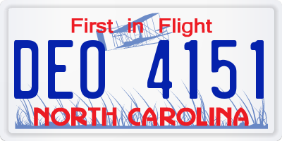 NC license plate DEO4151
