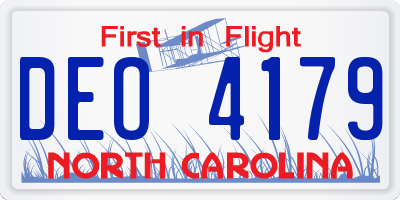 NC license plate DEO4179
