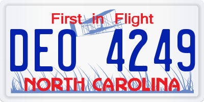 NC license plate DEO4249