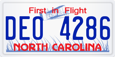 NC license plate DEO4286