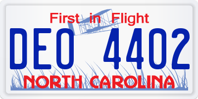 NC license plate DEO4402