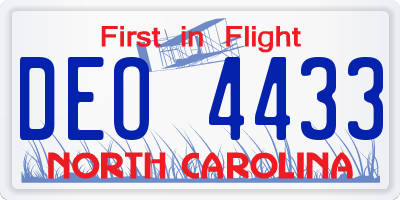 NC license plate DEO4433