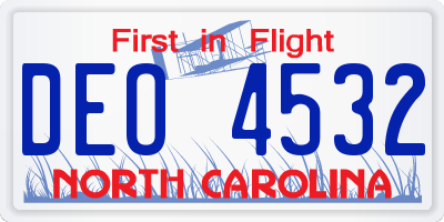 NC license plate DEO4532