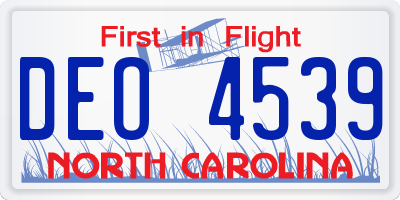 NC license plate DEO4539