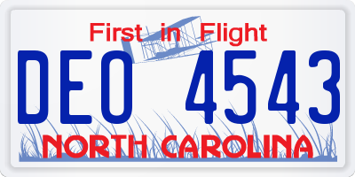 NC license plate DEO4543
