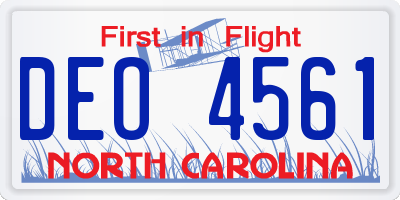 NC license plate DEO4561