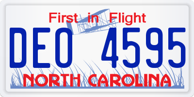 NC license plate DEO4595