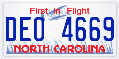 NC license plate DEO4669
