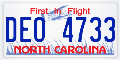 NC license plate DEO4733