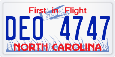 NC license plate DEO4747