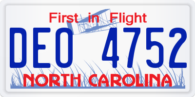 NC license plate DEO4752