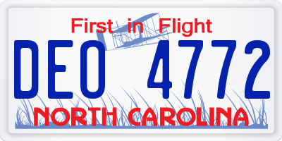 NC license plate DEO4772