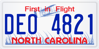 NC license plate DEO4821