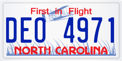 NC license plate DEO4971