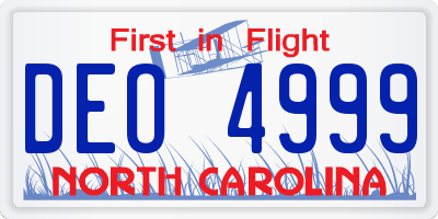 NC license plate DEO4999