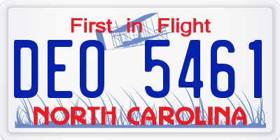 NC license plate DEO5461