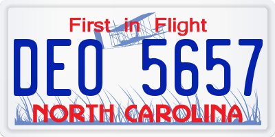 NC license plate DEO5657