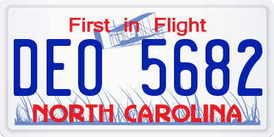 NC license plate DEO5682