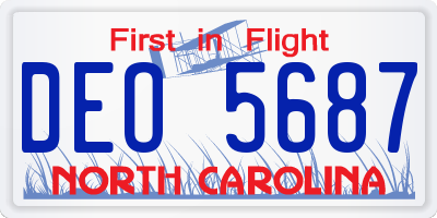 NC license plate DEO5687