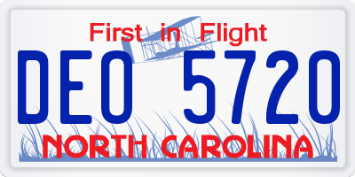 NC license plate DEO5720