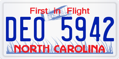 NC license plate DEO5942