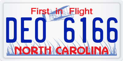 NC license plate DEO6166