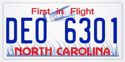 NC license plate DEO6301