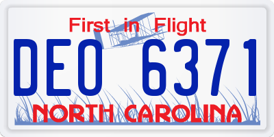 NC license plate DEO6371
