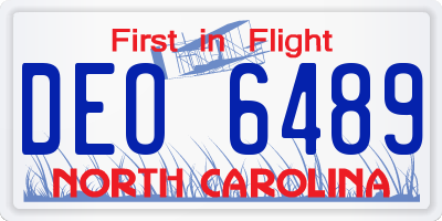 NC license plate DEO6489