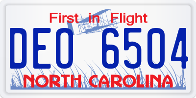 NC license plate DEO6504